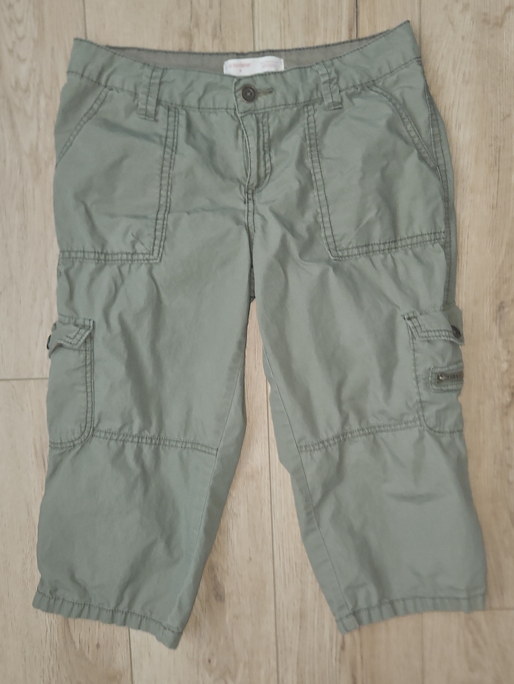 Vintage Army / Olive Cargo Capris Bermudas 100% Cotton Pockets Y2K